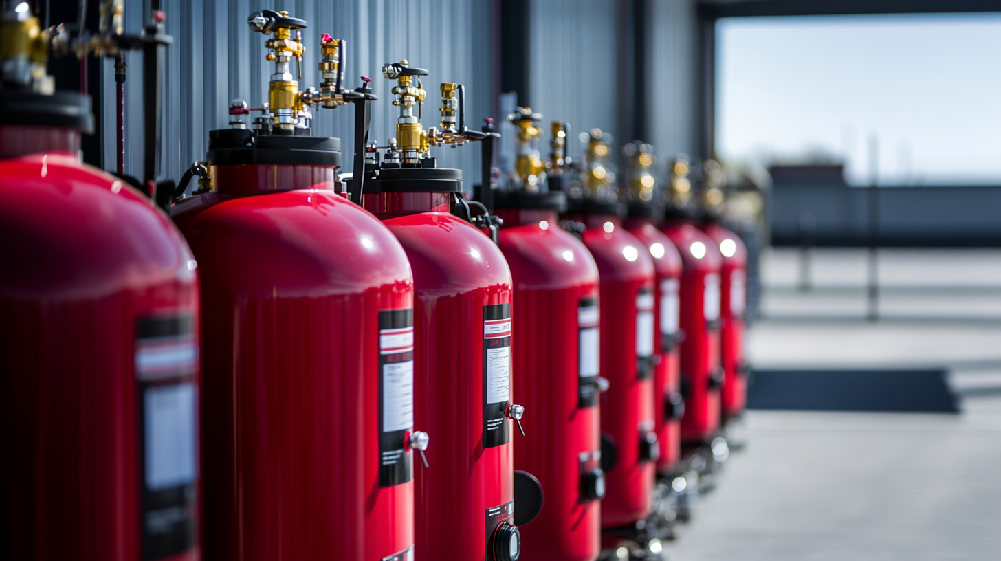 anneink_66402_Co2_fire_suppression_tanks_in_a_row_--ar_169_--_0f8e636e-f90a-40e8-b45b-3f3b1f0a8541_1 CO2 tanks in a row, outside
